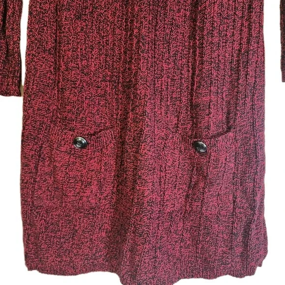 Style & Co Women Rib Knit Sweater Dress Tunic Maroon/black With Pockets X Small - Picture 4 of 6
